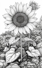 black and white sunflower