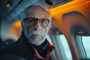 A distinguished gentleman, his face adorned with a well-groomed beard and glasses, stands proudly beside his beloved car, a symbol of his years of experience and wisdom - obrazy, fototapety, plakaty