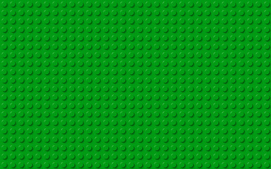 Naklejka premium Green plastic toy blocks. Modern vector bricks background. Plastic construction plate. Simple vector illustration