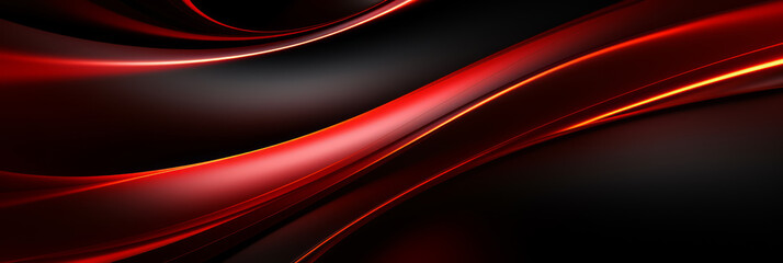Abstract metallic shiny red lines on black background. Digital technology communication, 5G, science, music. - 739595171