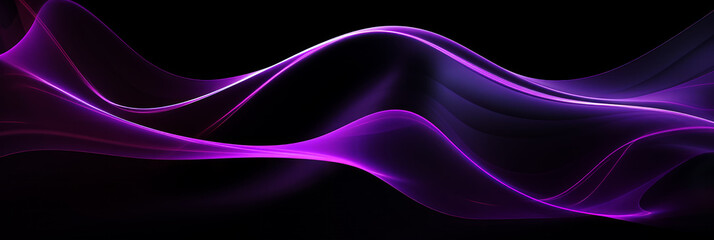 Abstract metallic shiny purple lines on black background. Digital technology communication, 5G, science, music. - 739595180