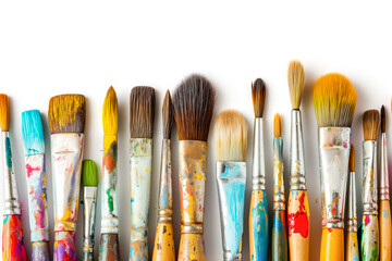 Fototapeta premium Vibrant Array of Artist s Paint Brushes