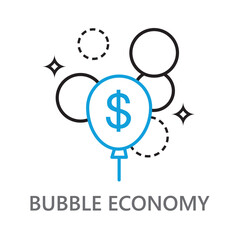 Bubble Economy icon. line vector icon on white background. High quality design element. Editable linear style stroke. Vector icon