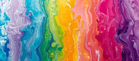 Vibrant Background with Rainbow Colored Fluid - Abstract Colorful Design for Creativity and Fun - obrazy, fototapety, plakaty