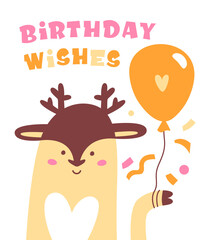 Birthday Wishes Card With Deer