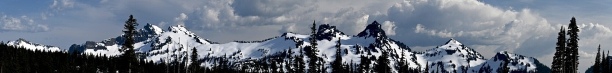 Tatoosh range in Washington state, a 9 shot panorama seen from Mt Rainier on a dramatic spring day...