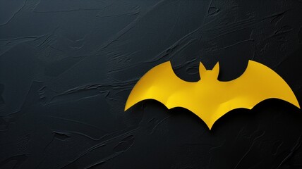 Yellow bat emblem on a textured black background - obrazy, fototapety, plakaty