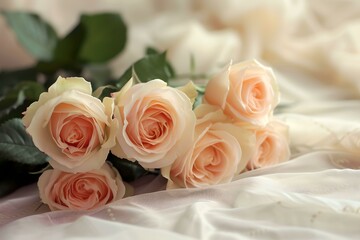Beautiful Light Peach Roses, flowers, elegant, floral, delicate