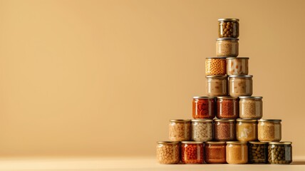 Stacked jars of grains and legumes