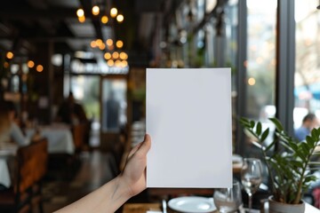 Mock up for a poster design displaying menu or design in a restaurant - obrazy, fototapety, plakaty