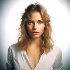 Fototapeta premium portrait of German beautiful woman isolated in white background