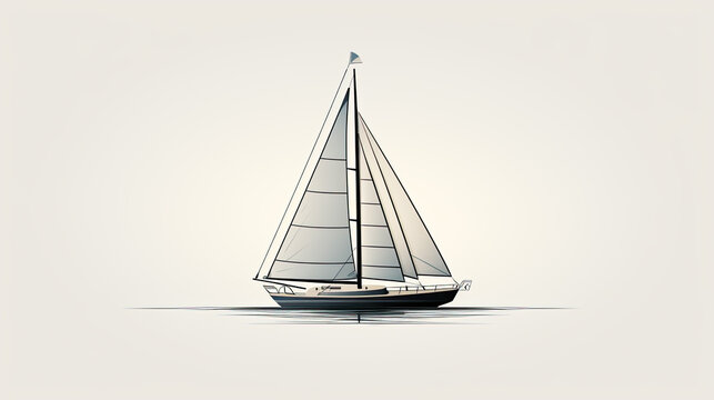 Minimalist illustration of a sailboat on the water