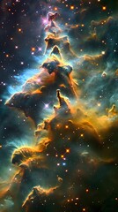 a space wallpaper with colorful stars and clouds