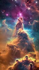 a space wallpaper with colorful stars and clouds