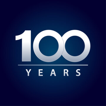 100 years blue and silver gradient for celebration, events, anniversary. blue background