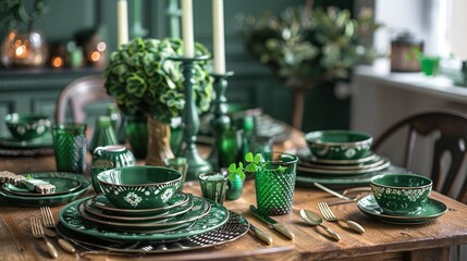 Table set for St. Patrick's Day celebration