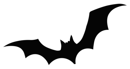  Bat silhouette design as halloween illustration in black, spooky vector with transparent background, dark illustration for halloween