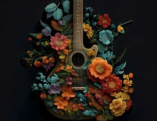 Guitar with Flowers