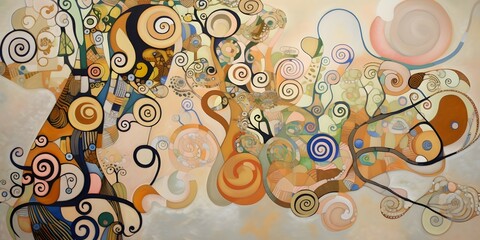 abstract canvas painting, pastel colors, style of gustav klimt, 8k, ultra detailed