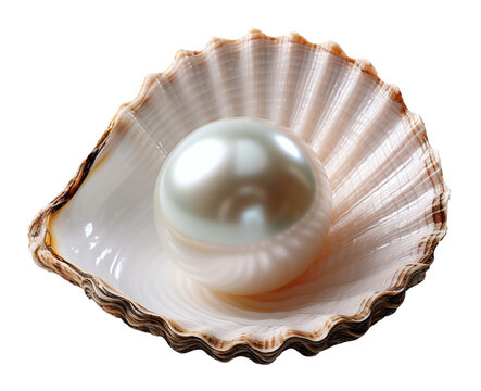 pearl in the shell on white background
