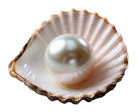 pearl in the shell on white background