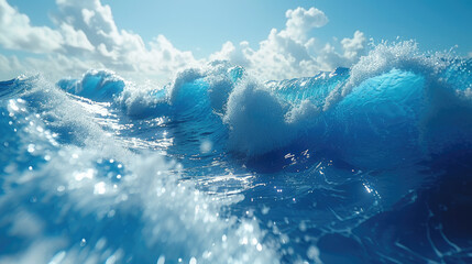 Acrylic Blobs in Turquoise Blues: Ocean Skyline Inspiration