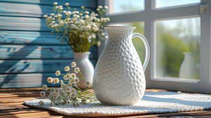 Elegant Ceramic Pitcher on a Quilted Placemat