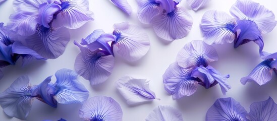Fototapeta na wymiar Iris flowers panoramic. Generative AI