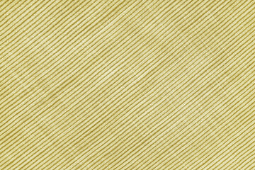 Natural linen texture as background, yellow cotton fabric with diagonal line striped pattern, texture close up, top vies, flat lay. Backdrop, wallpaper. Matereal for clothes, curtain and upholstery