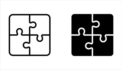 Puzzle compatible icon set. Jigsaw agreement vector illustration on white isolated background. - obrazy, fototapety, plakaty