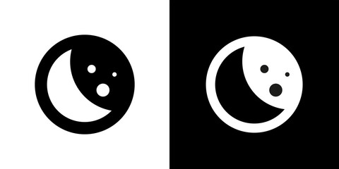 Set of moon or crescent icons. Moon phases, symbol of space and night. Earth satellite with different sun illumination. - obrazy, fototapety, plakaty