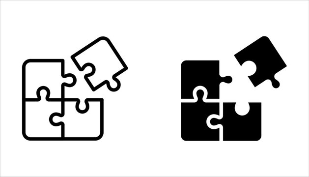 Puzzle compatible icon set. Jigsaw agreement vector illustration on white isolated background.
