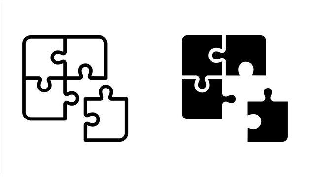Puzzle compatible icon set. Jigsaw agreement vector illustration on white isolated background.