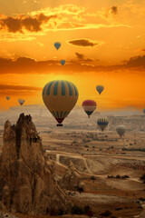 Flying hot air balloons in Cappadocia. Nevsehir,Turkey © Abdulkadir