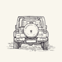 Off-road vehicle. Hand drawn vector illustration in sketch style © esa
