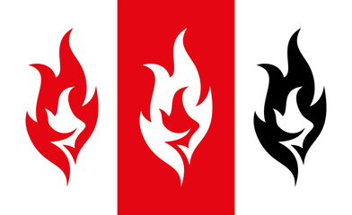 Abstract fire icon. Symbol of danger and importance. Designation of a hit, top or hot.