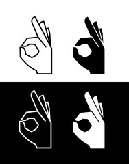 OK gesture icons set. Symbol of agreement or approval. A hand gesture indicating that everything is fine.
