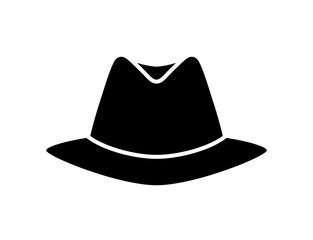 Felt hat (Fedora) icon. Men's headdress. Detective or mafia symbol.