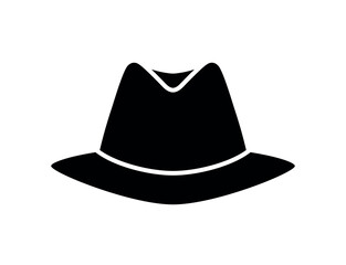 Felt hat (Fedora) icon. Men's headdress. Detective or mafia symbol.