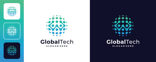 W global tech Logo Design vector Template