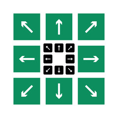Arrow icons set. Symbol of movement or path. Direction indicator.