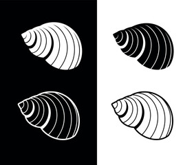 Seashell icon. Shell of sea molluscs. A symbol of a vacation, beach or rest.