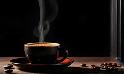 Zelfklevend Fotobehang Cup of coffee on the table © gmstockstudio