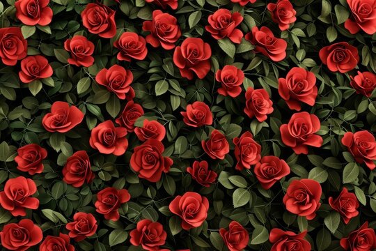 Fototapeta Seamless pattern of fresh Vibrant red roses Creating a romantic and luxurious wallpaper design