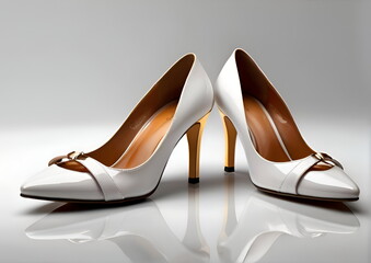 Female elegant shoes on white