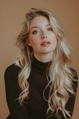 Fototapeta premium Glamour Blonde Model Posing for a Picture. Generative AI