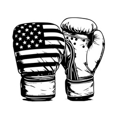 American Boxing Glove Punch Fighter Background Black and White SVG Vector File for Laser Cutting Generative Ai