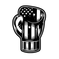 American Boxing Glove Punch Fighter Background Black and White SVG Vector File for Laser Cutting Generative Ai