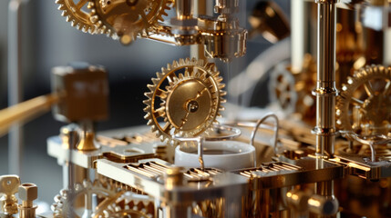 Tiny intricate gears and mechanisms work in perfect synchronization to create the perfect cup of coffee.