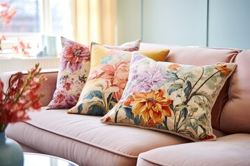 Bohemian Floral Pattern PASTEL CUSHION - Cozy Living Room Sofa Chic